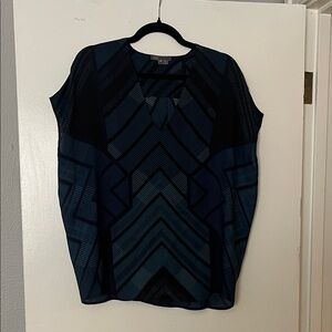 Vince Black and Blue Patterned Blouse